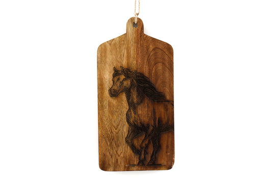 horse-engraved-wooden-cheese-boardat Willow and Wine!