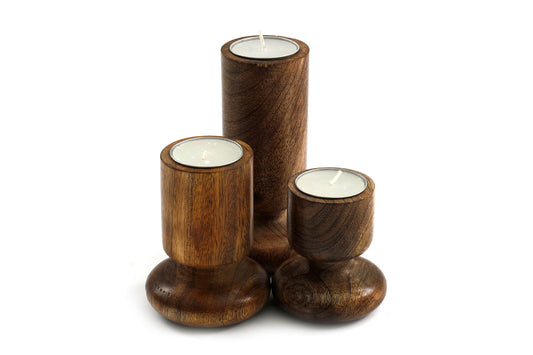 set-of-three-wooden-candlestick-or-tea-light-holdersat Willow and Wine!