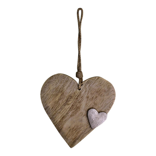 wooden-hanging-heart-ornament-with-silver-heartat Willow and Wine!