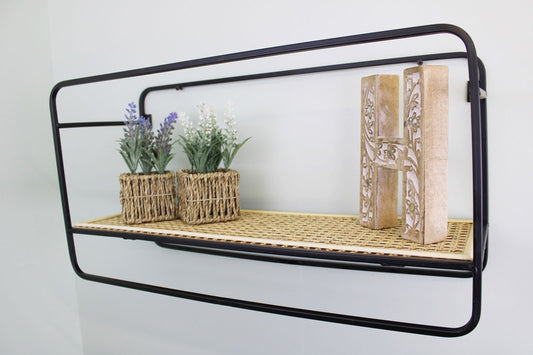 large-wall-hanging-shelf-unit-in-metal-weave-effectat Willow and Wine!