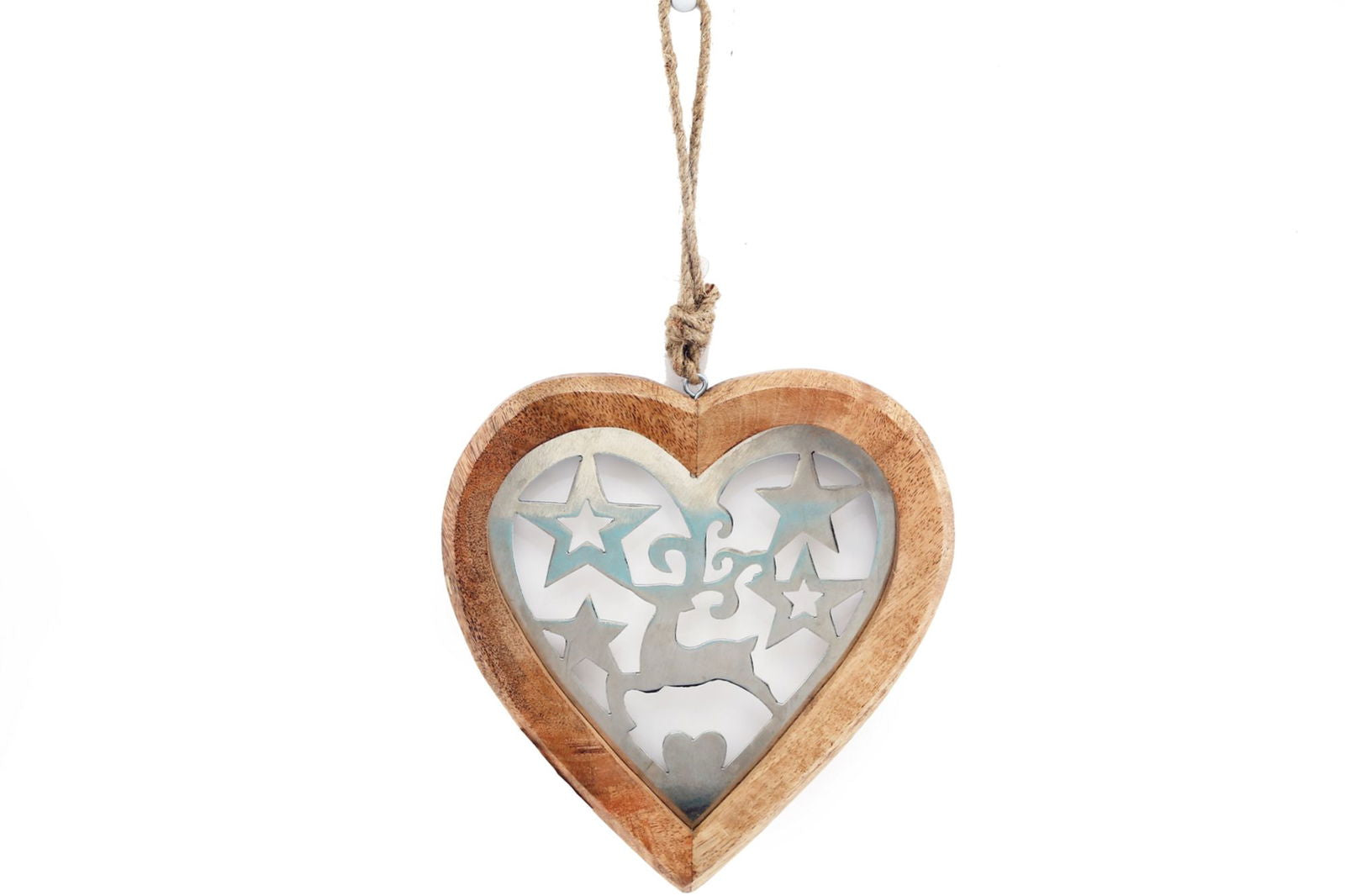 large-wood-hanging-heart-with-metal-reindeer-starsat Willow and Wine!