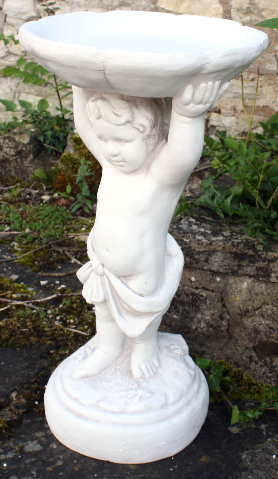 stone-effect-cherub-bird-feeder-or-bird-bathat Willow and Wine!