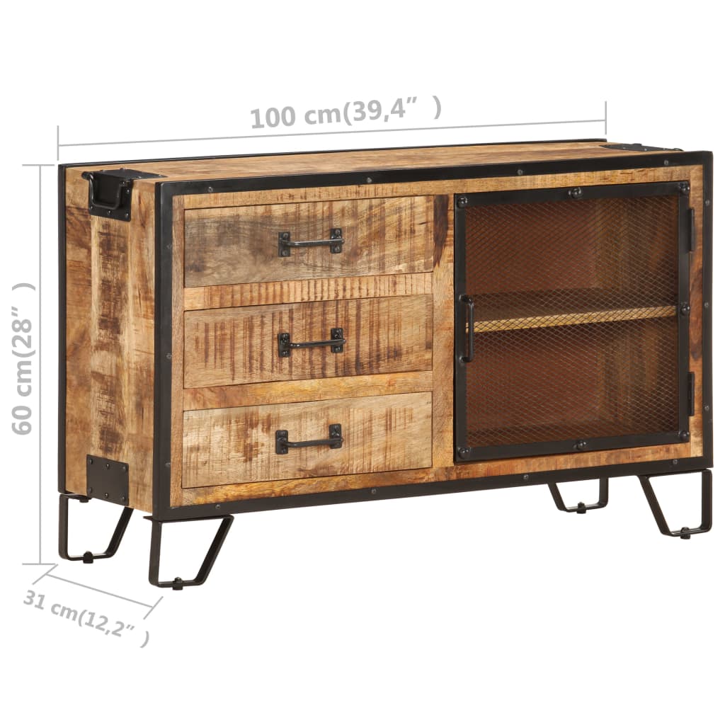 Sideboard 100x31x60 cm Solid Rough Mango Wood at Willow and Wine