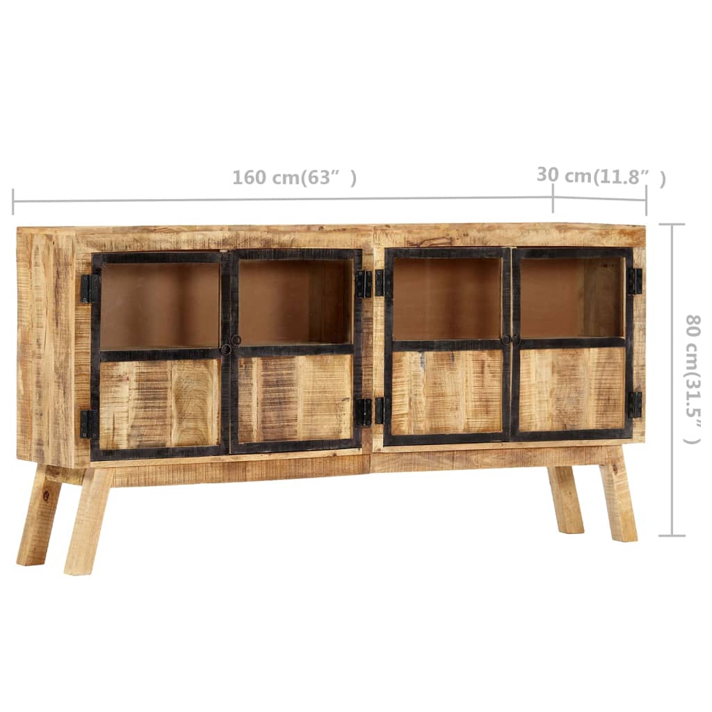 Sideboard Brown and Black 160x30x80 cm Solid Rough Mango Wood at Willow and Wine