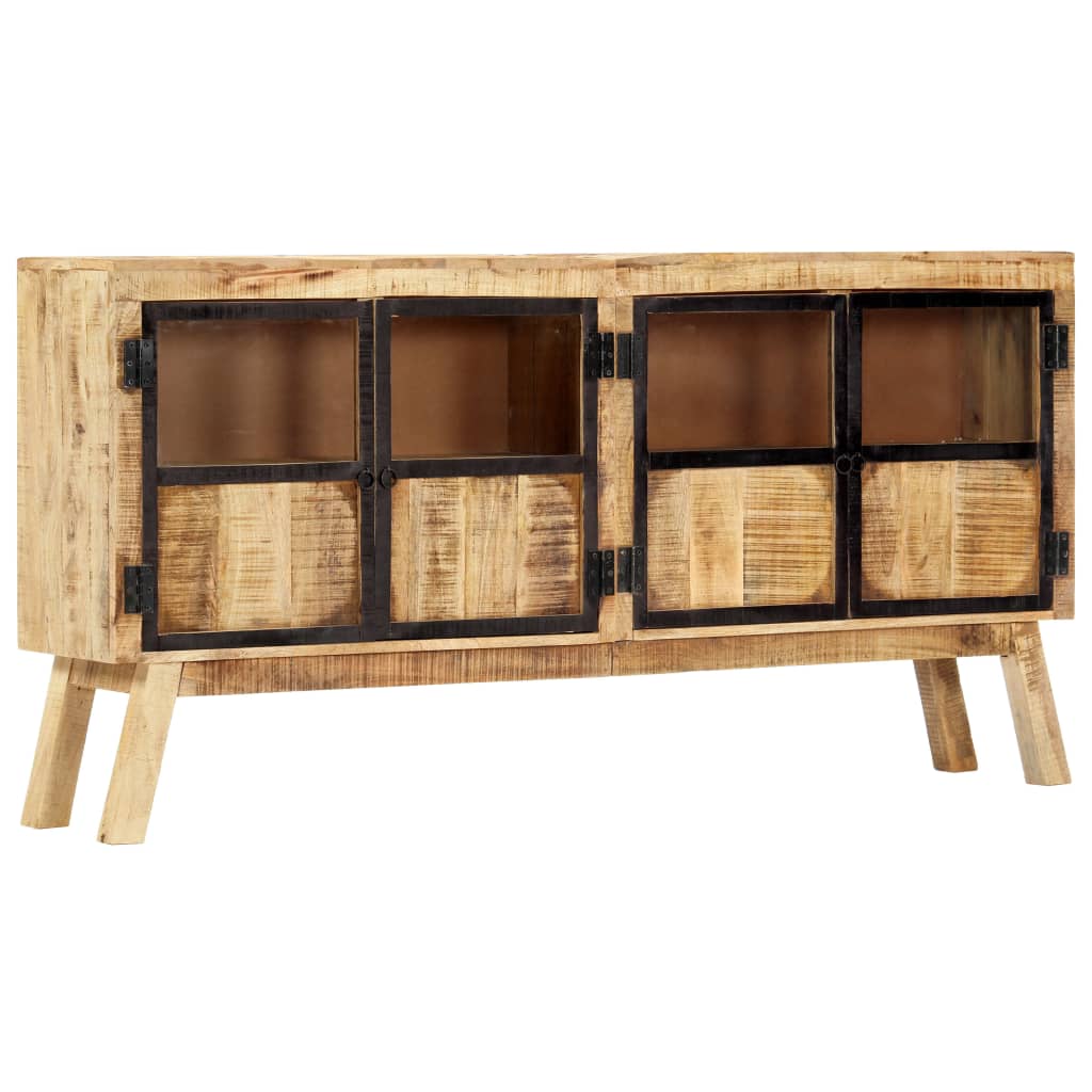 Sideboard Brown and Black 160x30x80 cm Solid Rough Mango Wood at Willow and Wine