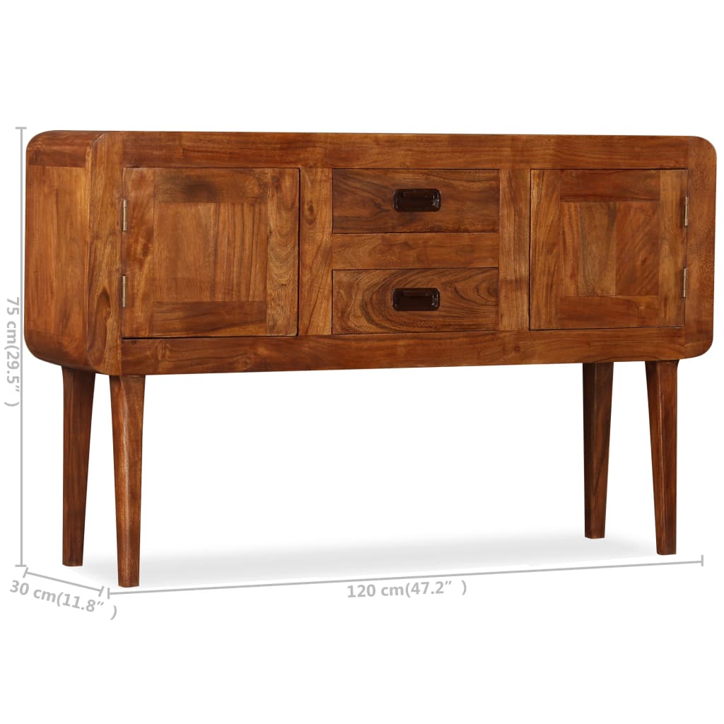 Sideboard Solid Wood with Honey Finish 120x30x75 cm Willow and Wine