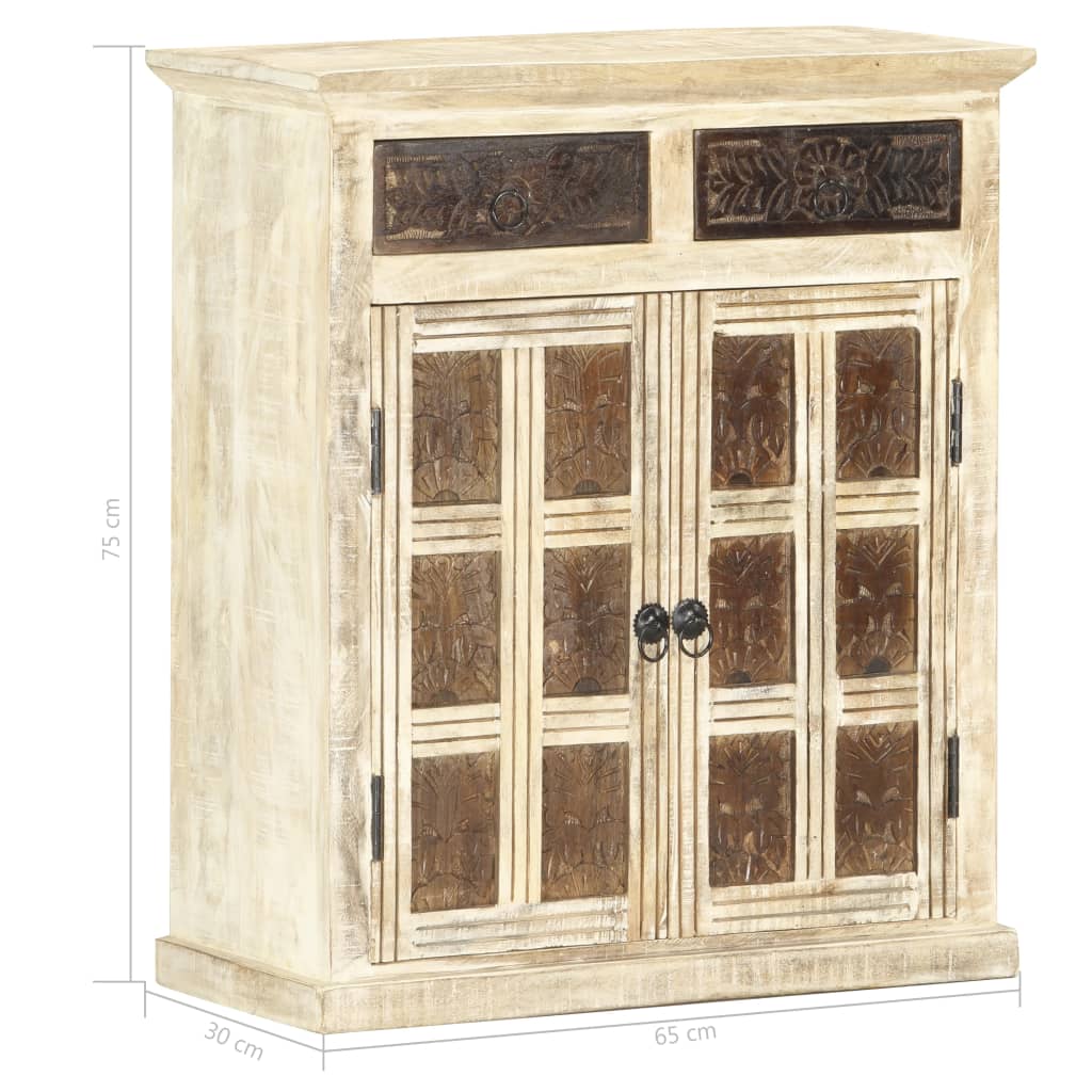 Sideboard White 65x30x75 cm Solid Mango Wood at Willow and Wine