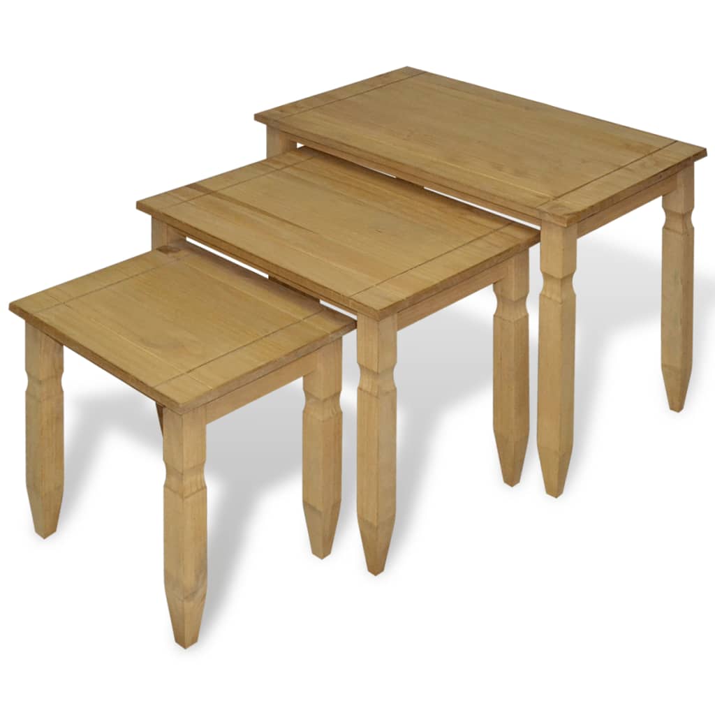 Three Piece Nesting Table Set Mexican Pine Corona Range Willow and Wine