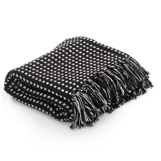 Throw Cotton Squares 160x210 cm Black at Willow and Wine