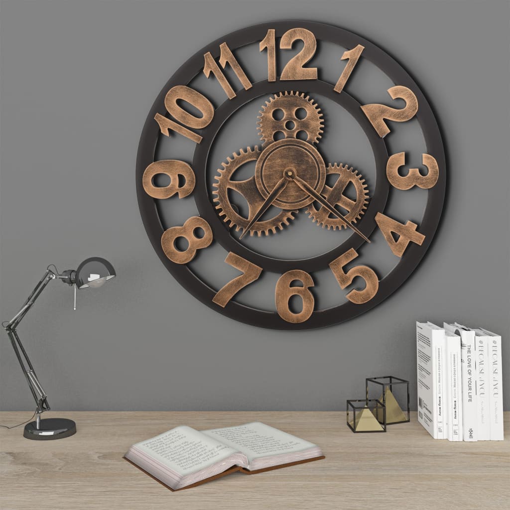 Wall Clock Metal 58 cm Golden and Black at Willow and Wine