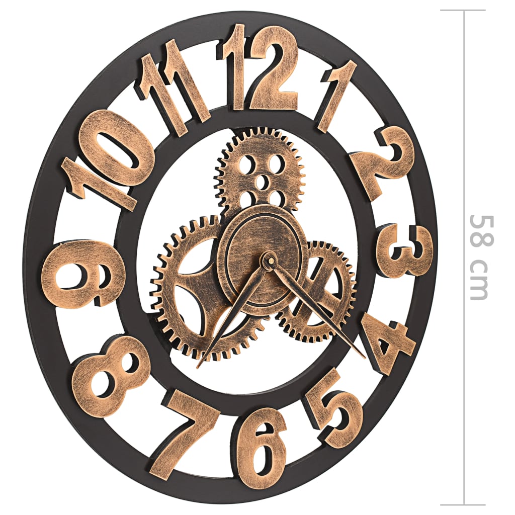 Wall Clock Metal 58 cm Golden and Black at Willow and Wine