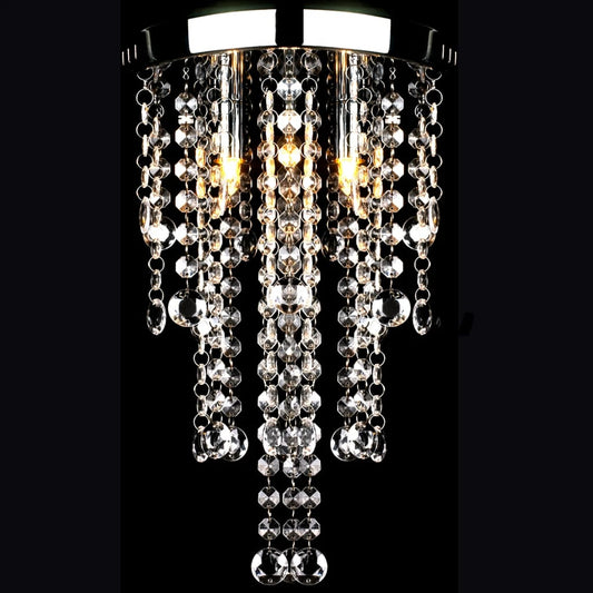 White Metal Ceiling Lamp with Crystal Beads Willow and Wine