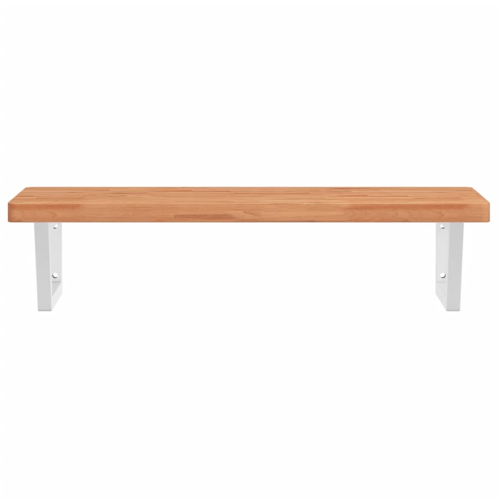 vidaXL Basin Shelf Wall Mounted Steel and Solid Wood Beech