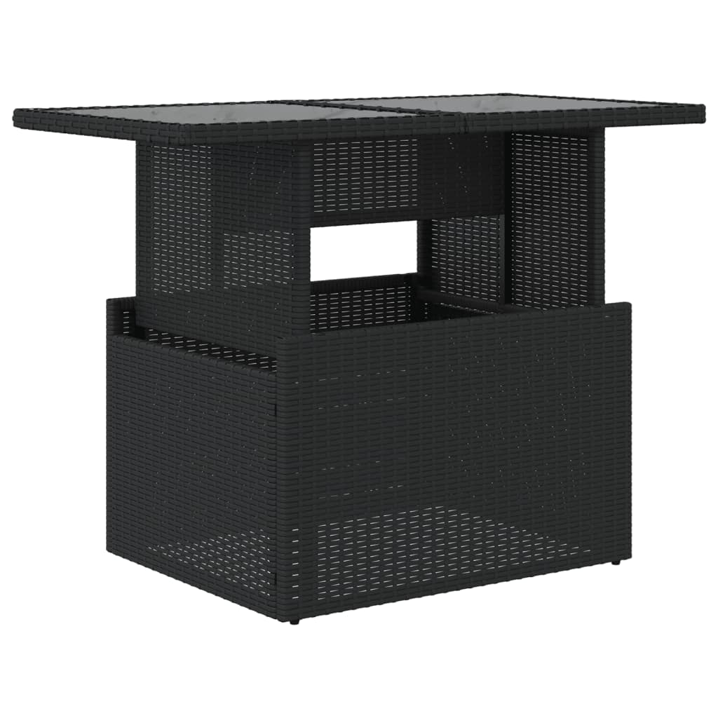 vidaXL Garden Table with Glass Top Black 100x55x73 cm Poly Rattan