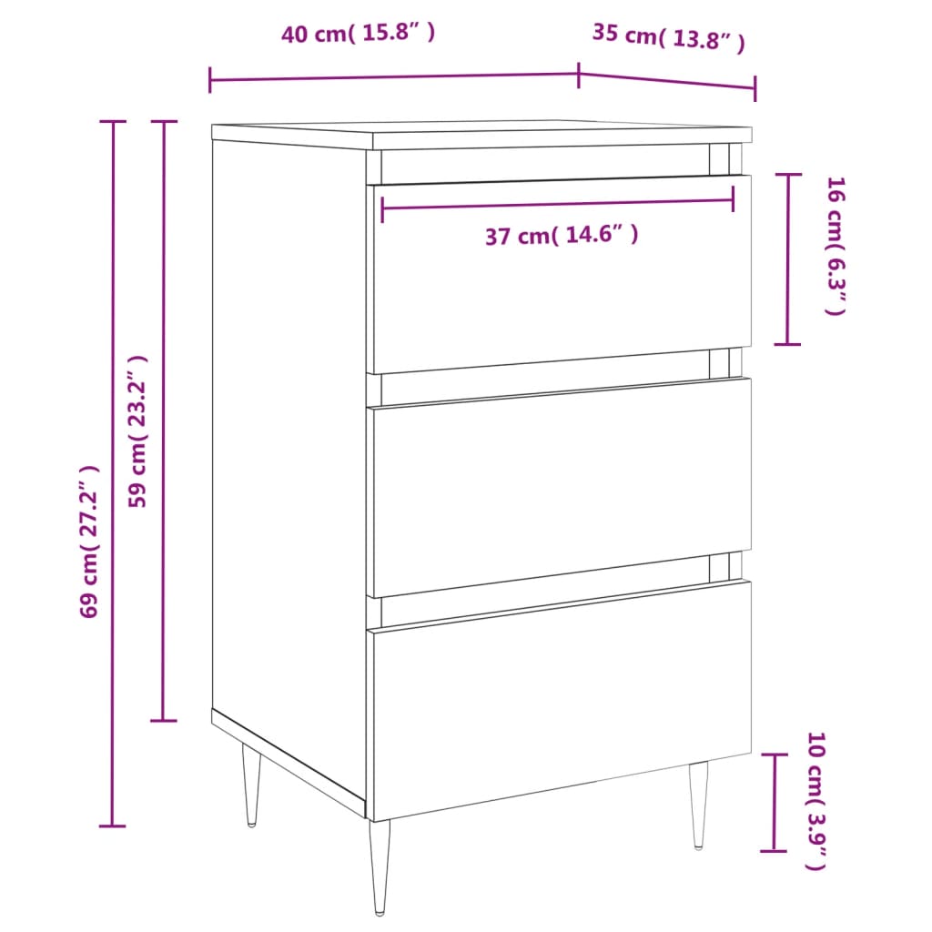 vidaXL Bedside Cabinets 2 pcs Brown Oak 40x35x69 cm Engineered Wood