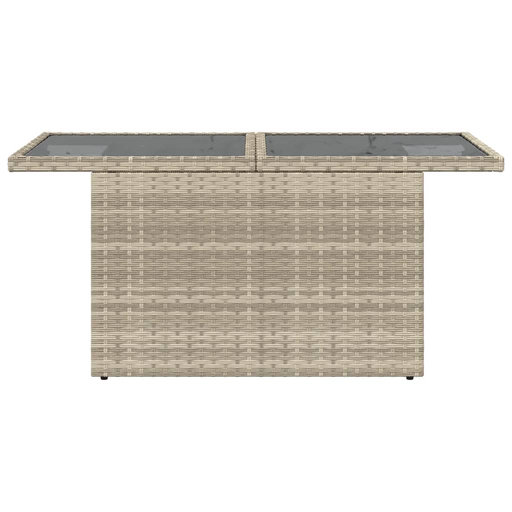 vidaXL Garden Table with Glass Top Light Grey 100x55x73 cm Poly Rattan