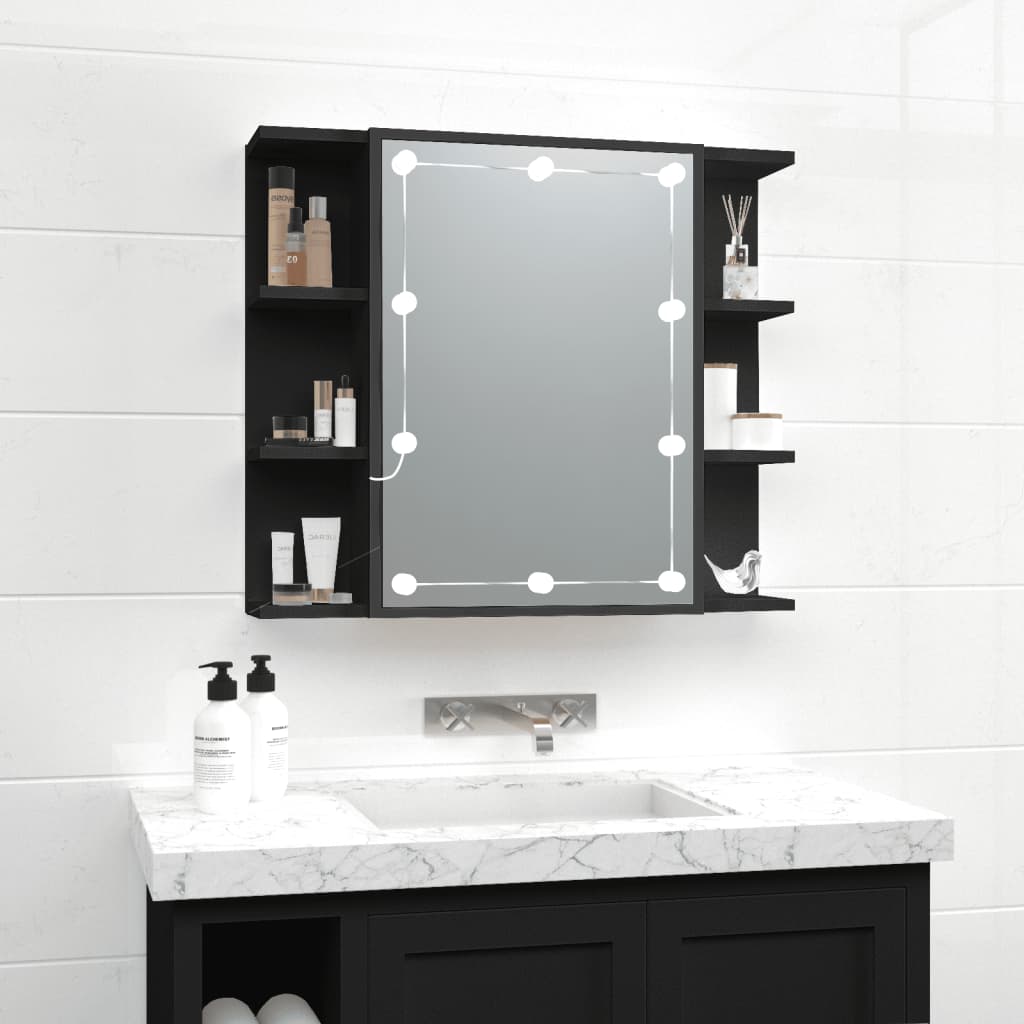 vidaXL Mirror Cabinet with LED Brown Oak 70x16.5x60 cm