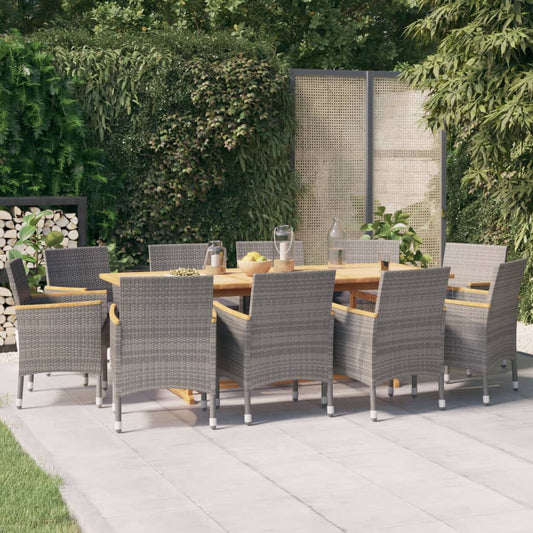 vidaXL 11 Piece Garden Dining Set with Cushions Grey