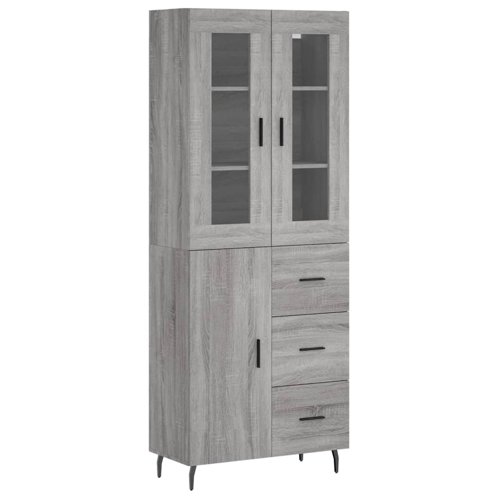 vidaXL Highboard Grey Sonoma 69.5x34x180 cm Engineered Wood