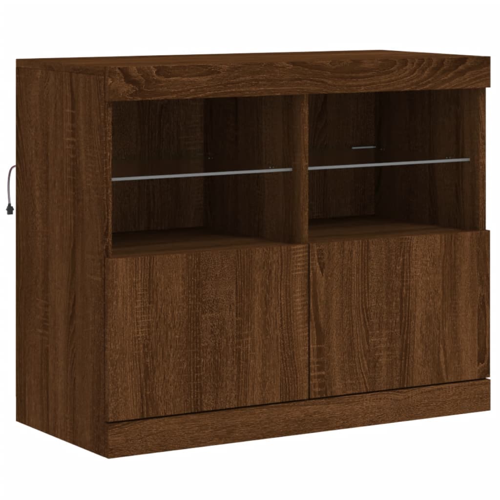 vidaXL Sideboard with LED Lights Brown Oak 163x37x67 cm