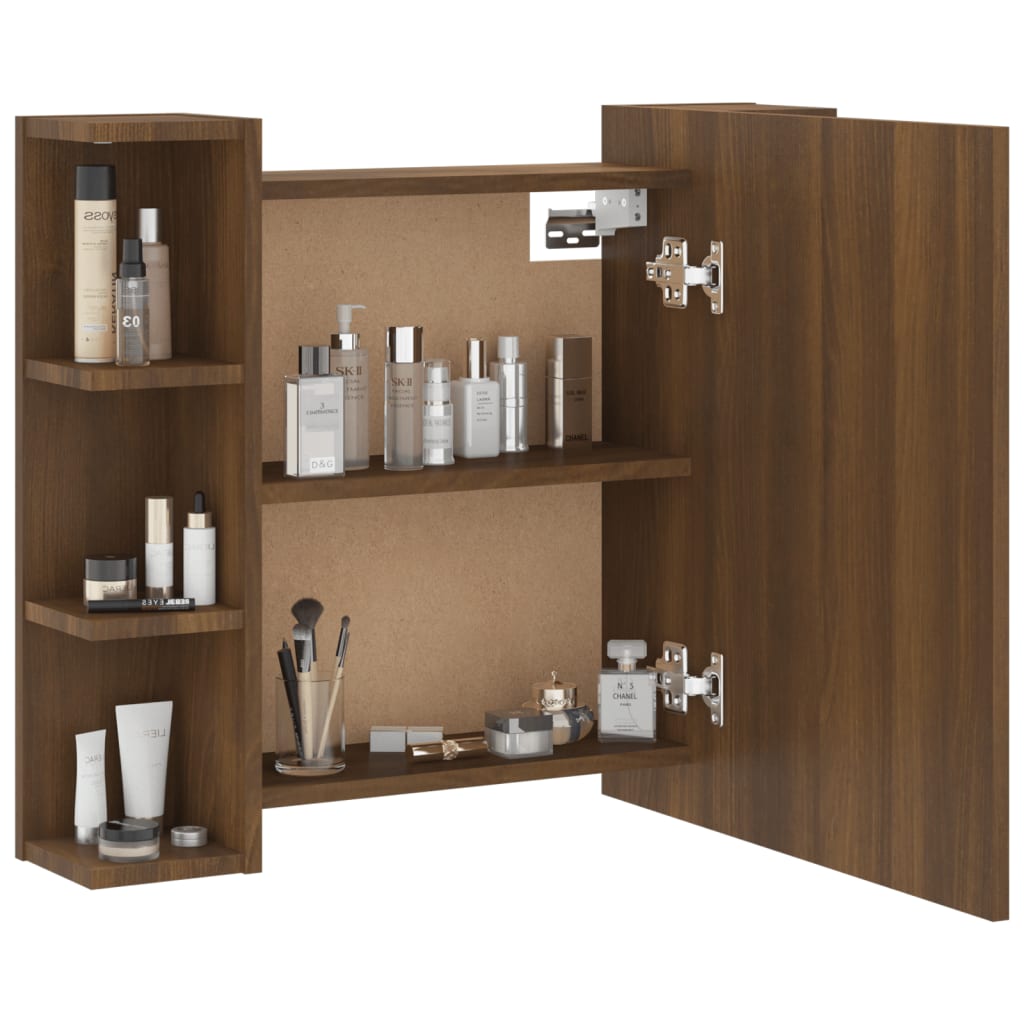 vidaXL Mirror Cabinet with LED Brown Oak 70x16.5x60 cm