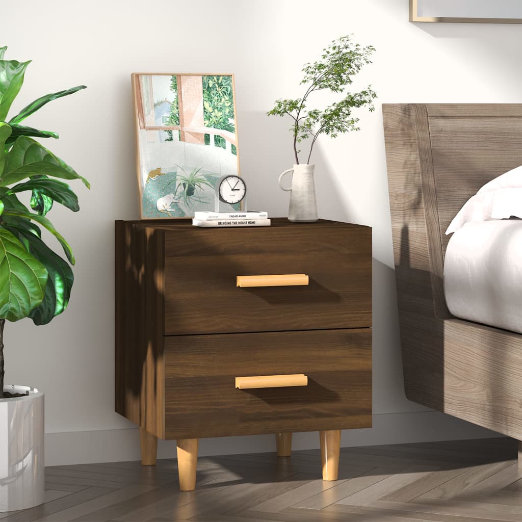 vidaXL Bed Cabinet Brown Oak 40x35x47.5 cm