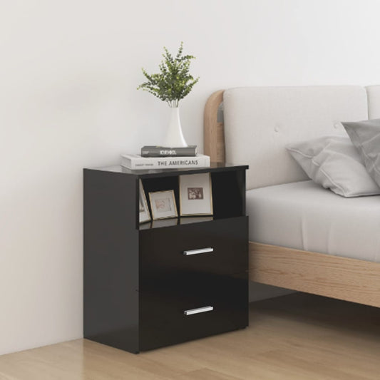 vidaXL Bed Cabinets 2 pcs Black 50x32x60 cm