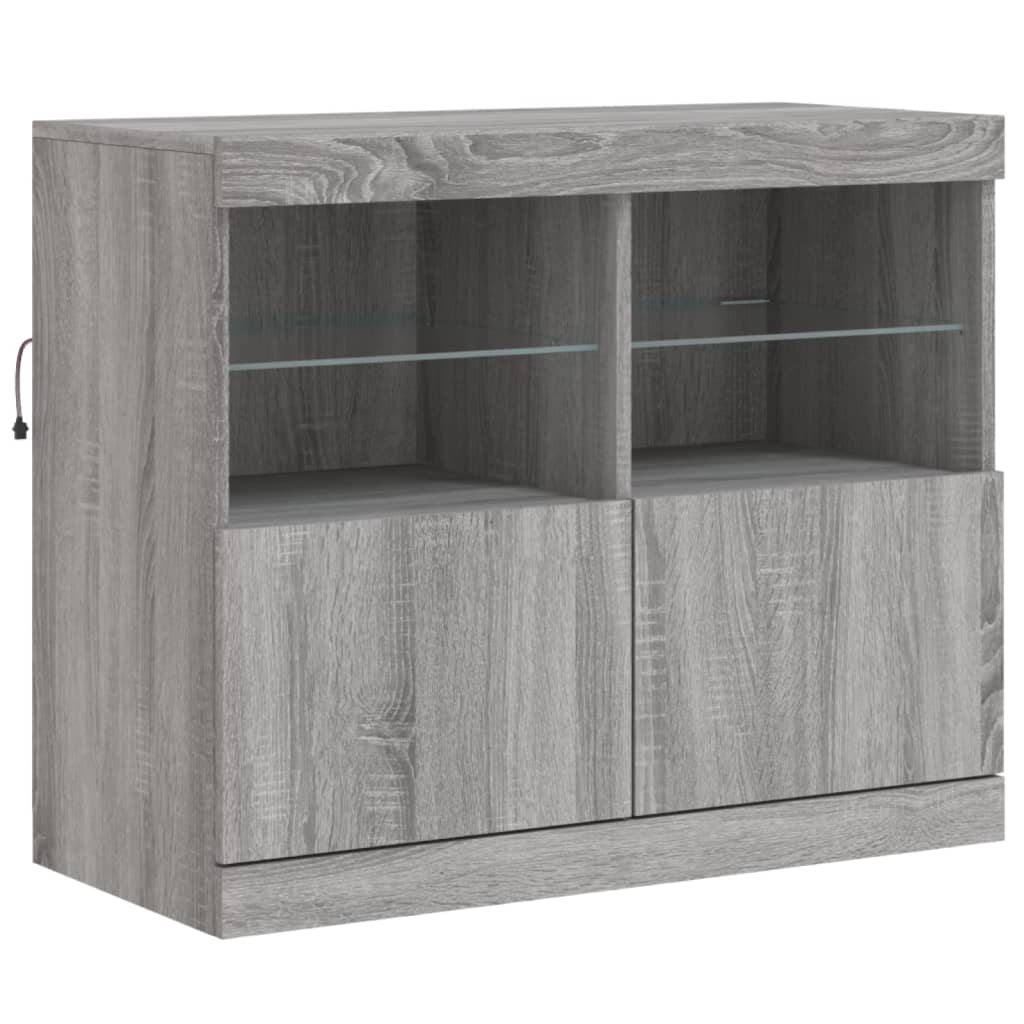 vidaXL Sideboard with LED Lights Grey Sonoma 163x37x67 cm