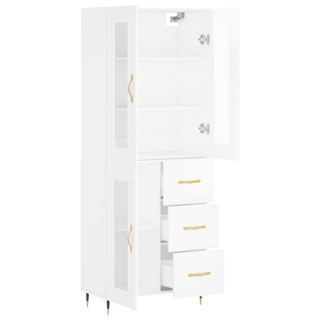 vidaXL Highboard High Gloss White 69.5x34x180 cm Engineered Wood