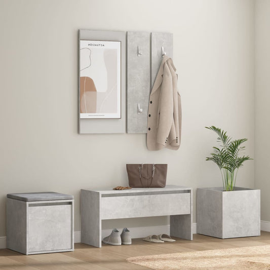 vidaXL Hallway Furniture Set Concrete Grey Engineered Wood