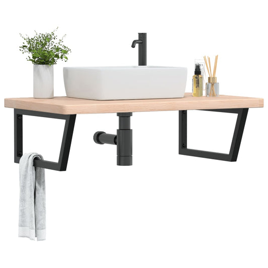 vidaXL Basin Shelf Wall Mounted Steel and Solid Wood Oak