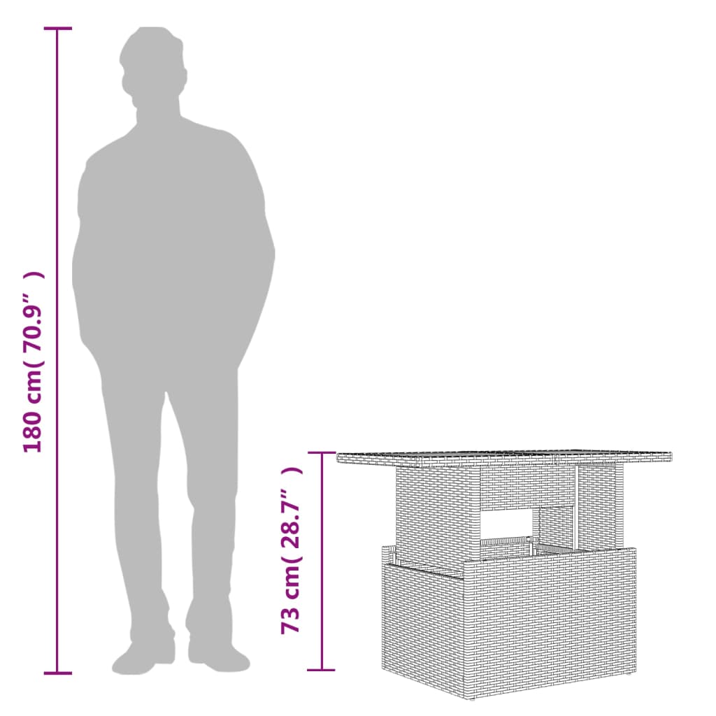 vidaXL Garden Table Grey 100x55x73 cm Poly Rattan and Acacia Wood