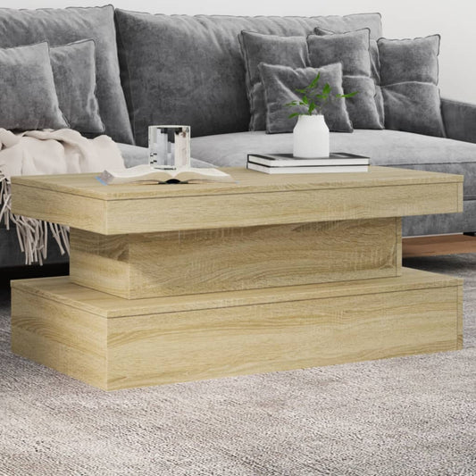 vidaXL Coffee Table with LED Lights Sonoma Oak 90x50x40 cm