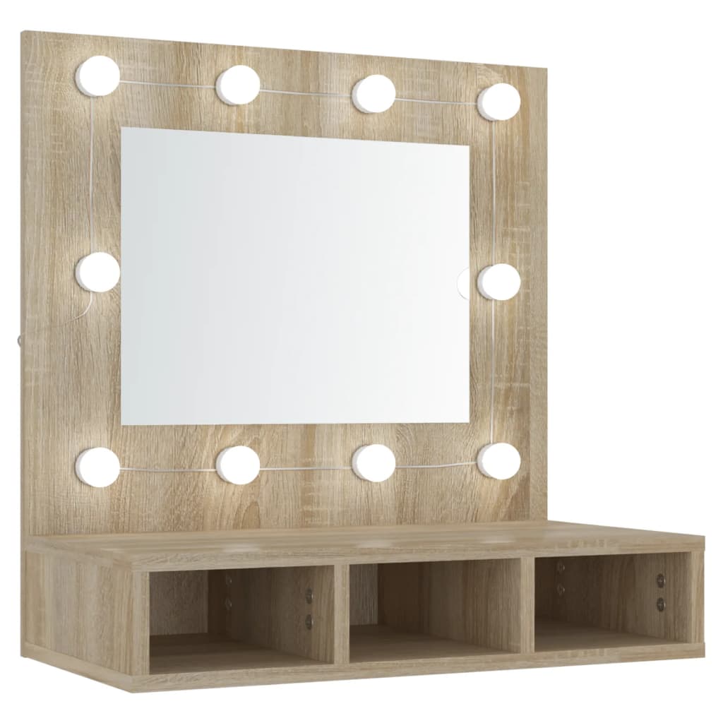 vidaXL Mirror Cabinet with LED Sonoma Oak 60x31.5x62 cm