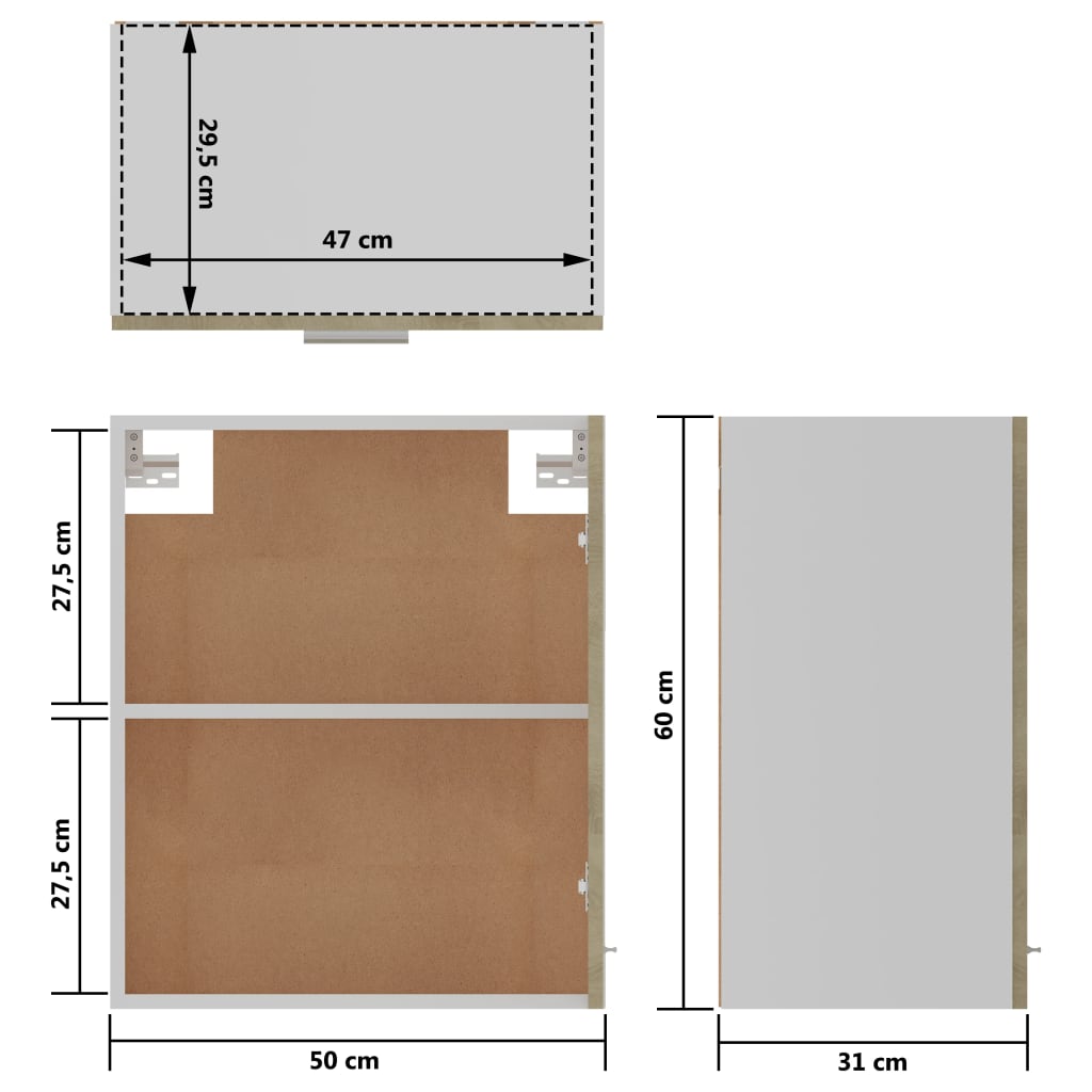 vidaXL Hanging Cabinet Sonoma Oak 50x31x60 cm Engineered Wood