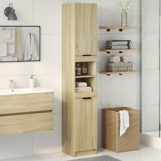 vidaXL Bathroom Cabinet Sonoma Oak 32x34x188.5 cm Engineered Wood