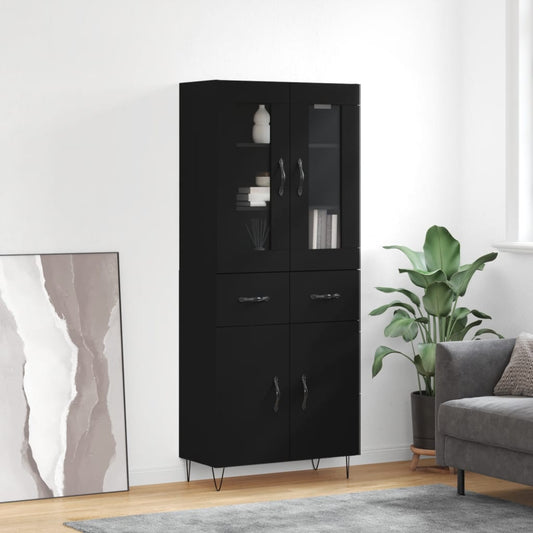 vidaXL Highboard Black 69.5x34x180 cm Engineered Wood