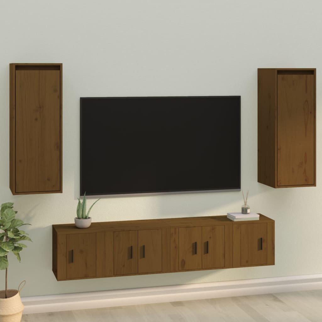 vidaXL Wall Cabinet Black 30x30x80 cm Solid Wood Pine