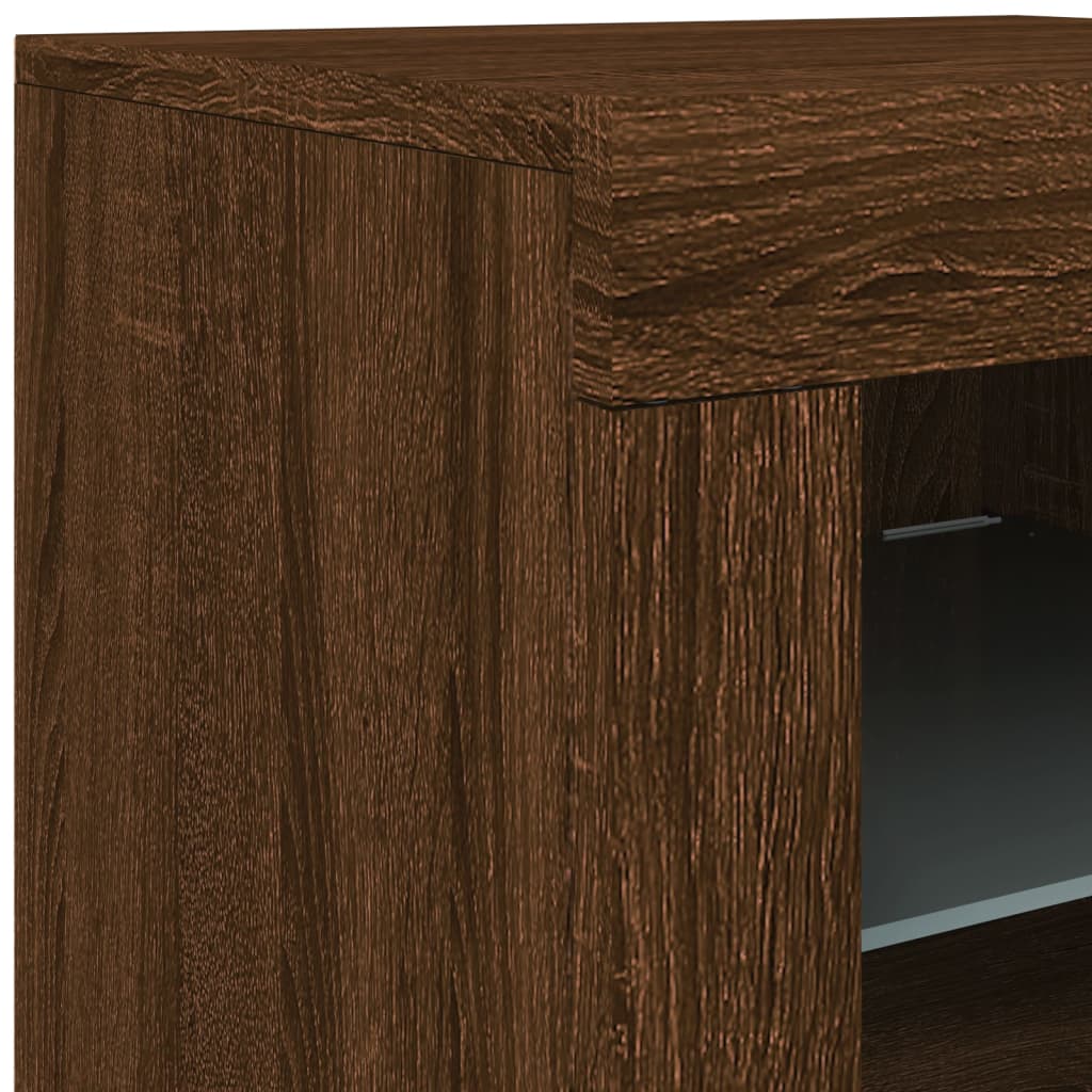 vidaXL Sideboard with LED Lights Brown Oak 163x37x67 cm