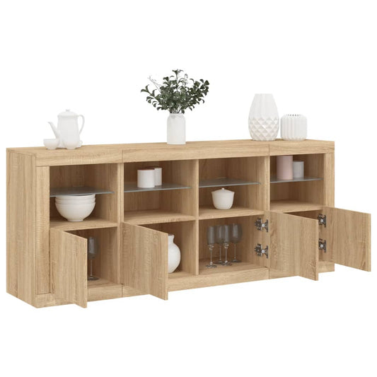 vidaXL Sideboard with LED Lights Sonoma Oak 163x37x67 cm