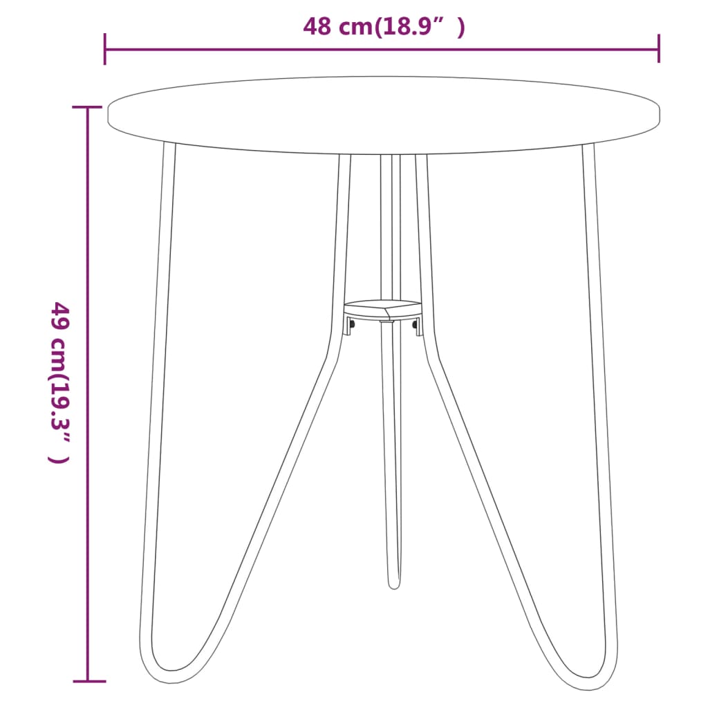 vidaXL Tea Table Black 48 cm MDF and Iron