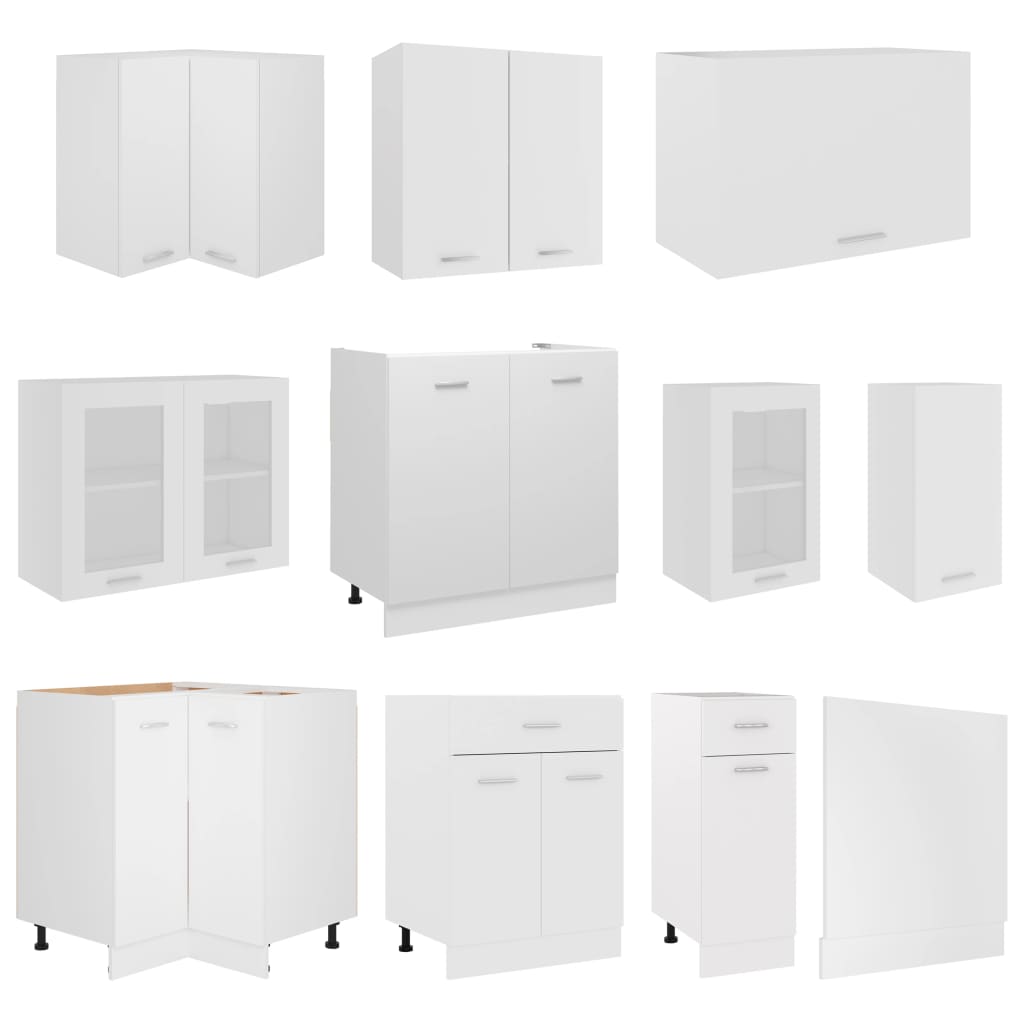 vidaXL 11 Piece Kitchen Cabinet Set White Engineered Wood