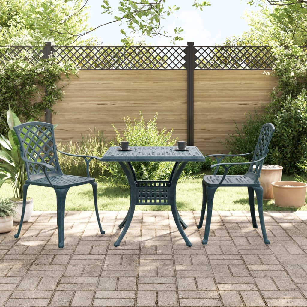 vidaXL 3 Piece Bistro Set Green Cast Aluminium