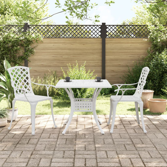 vidaXL 3 Piece Bistro Set White Cast Aluminium