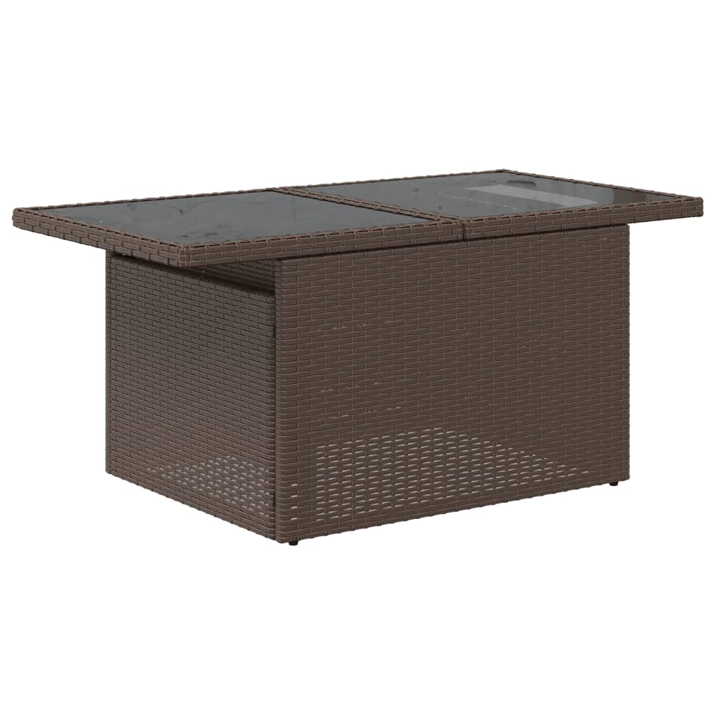 vidaXL Garden Table with Glass Top Brown 100x55x73 cm Poly Rattan