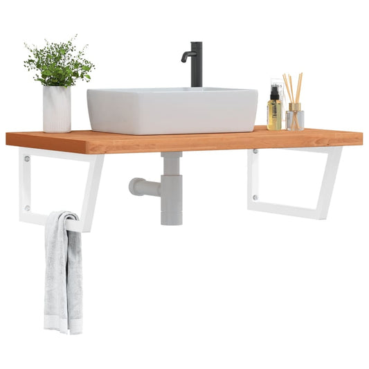 vidaXL Basin Shelf Wall Mounted Steel and Solid Wood Beech