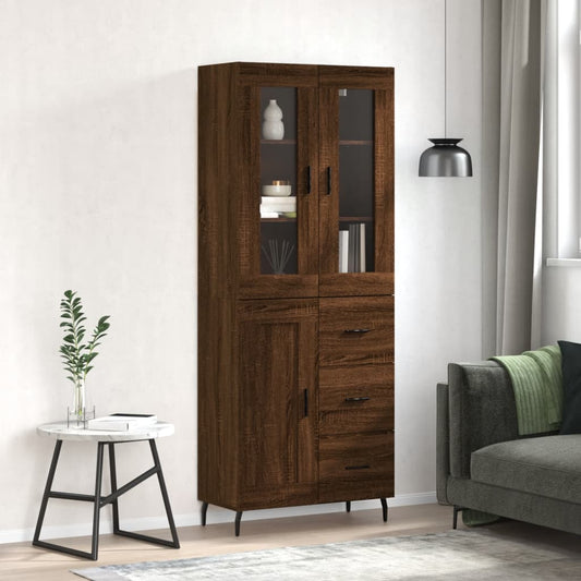 vidaXL Highboard Brown Oak 69.5x34x180 cm Engineered Wood