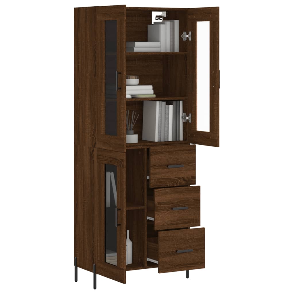 vidaXL Highboard Brown Oak 69.5x34x180 cm Engineered Wood