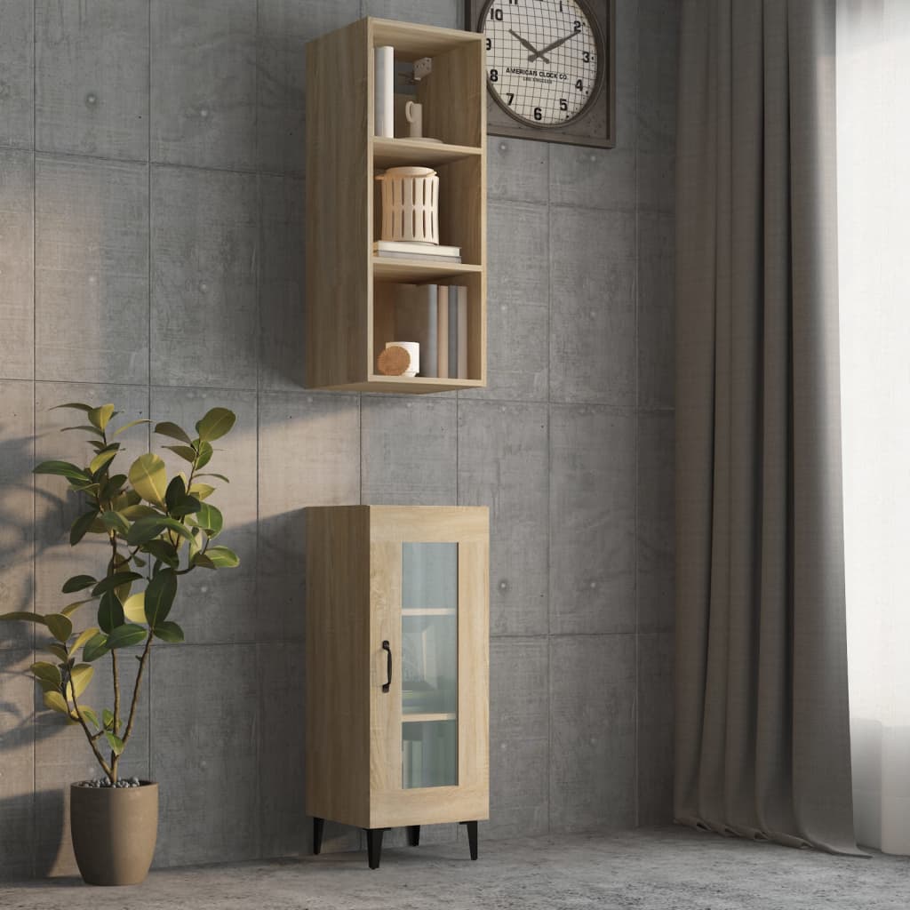 vidaXL Wall Cabinet Concrete Grey 34.5x32.5x90 cm Engineered Wood