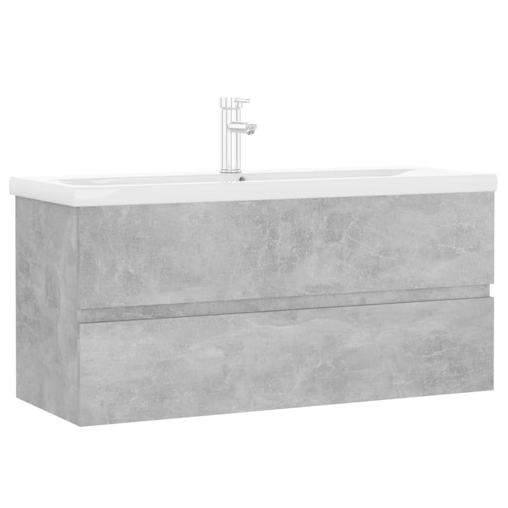 vidaXL Sink Cabinet with Built-in Basin Concrete Grey Engineered Wood